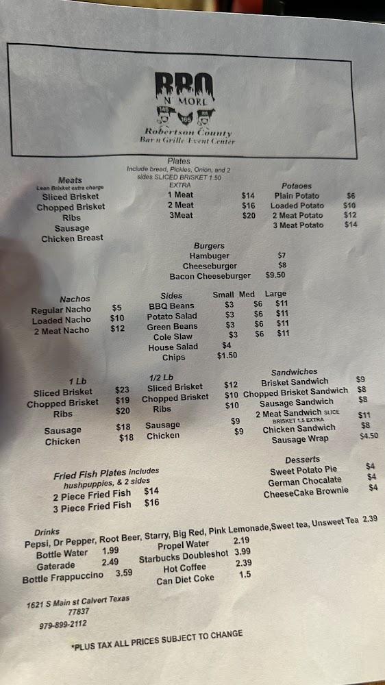BBQ N More Robertson County Menu image 3